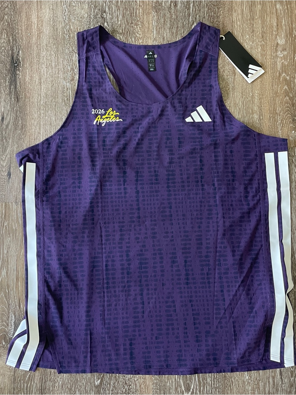 Adidas Adizero LA 2026 Running Singlet Tank Top Purple Men's Large $75 Retail